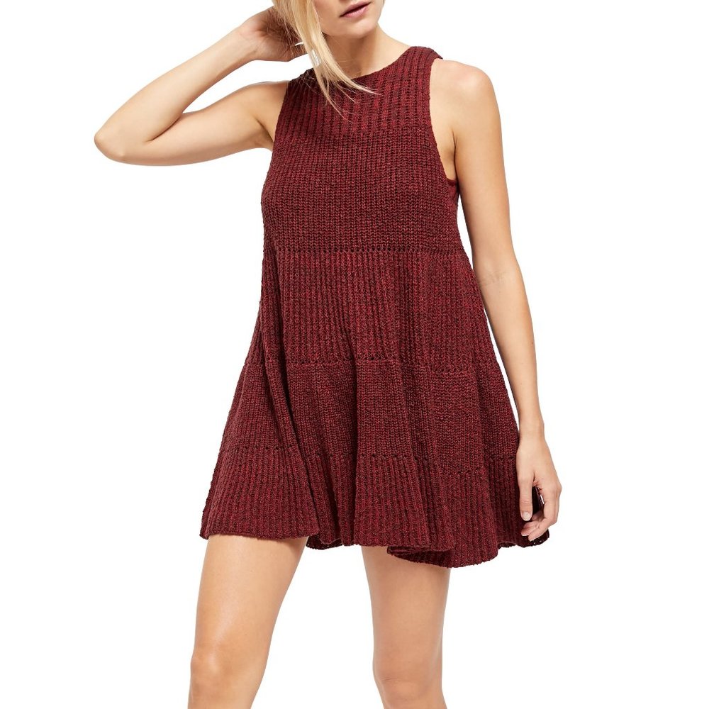 Free People Waterfall Ruffle Sweater Swing Dress